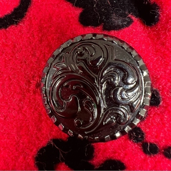 Vintage Coldwater Creek wool and velvet blazer vibrant red and black swirl - Picture 6 of 12